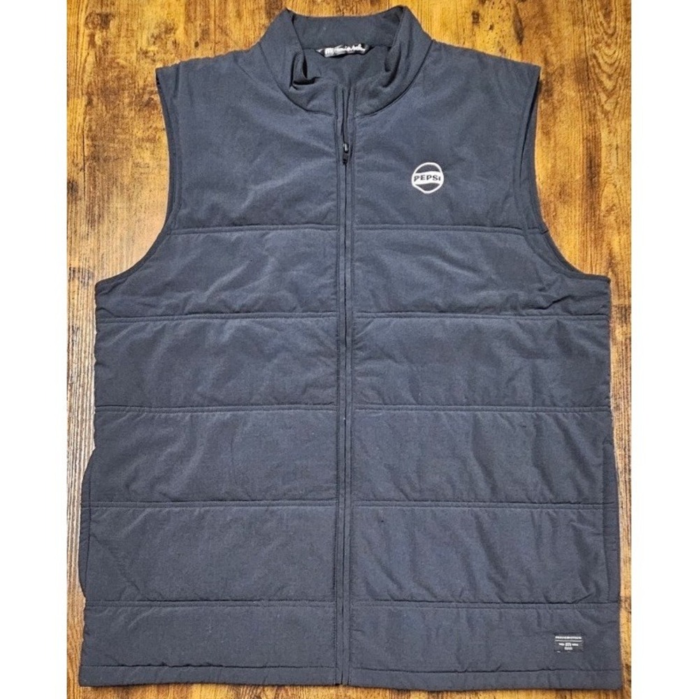 Travis Mathew Pepsi Logo Men's Quilted Golf Vest Black Size Extra Large